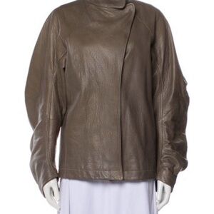 Zero + Maria Cornejo Grey Leather Jacket Distressed Finish